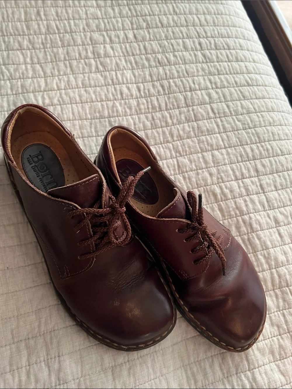 Born Burgundy Leather Lace-Up Oxfords
